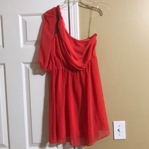 One shoulder coral dress
